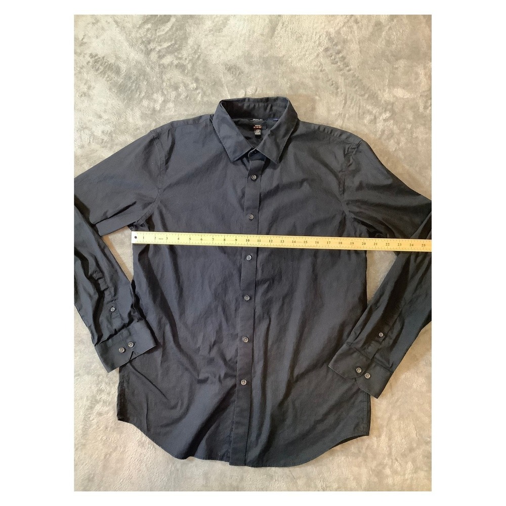 Apt. 9 Men's Slim Fit Stretch Dress Shirt Black Size L - Picture 3 of 6